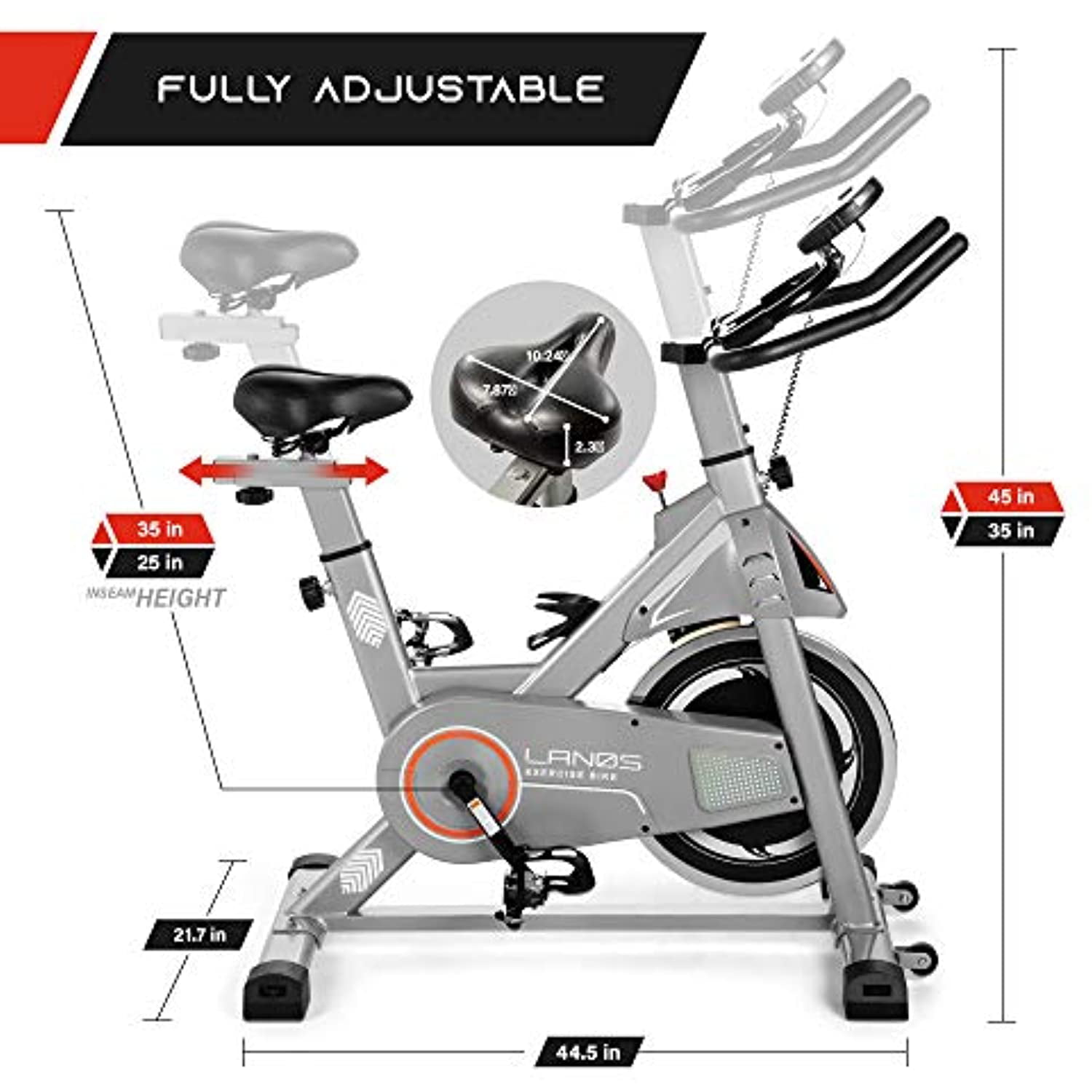 Carbon Steel Exercise Bikes with Tablet Mount FUNCYIDO Bike for Indoor Riding with LCD Monitor 270lbs Weight Capacity 35lb Flywheel Comfortable Seat Cushion Premium Cycling Bike