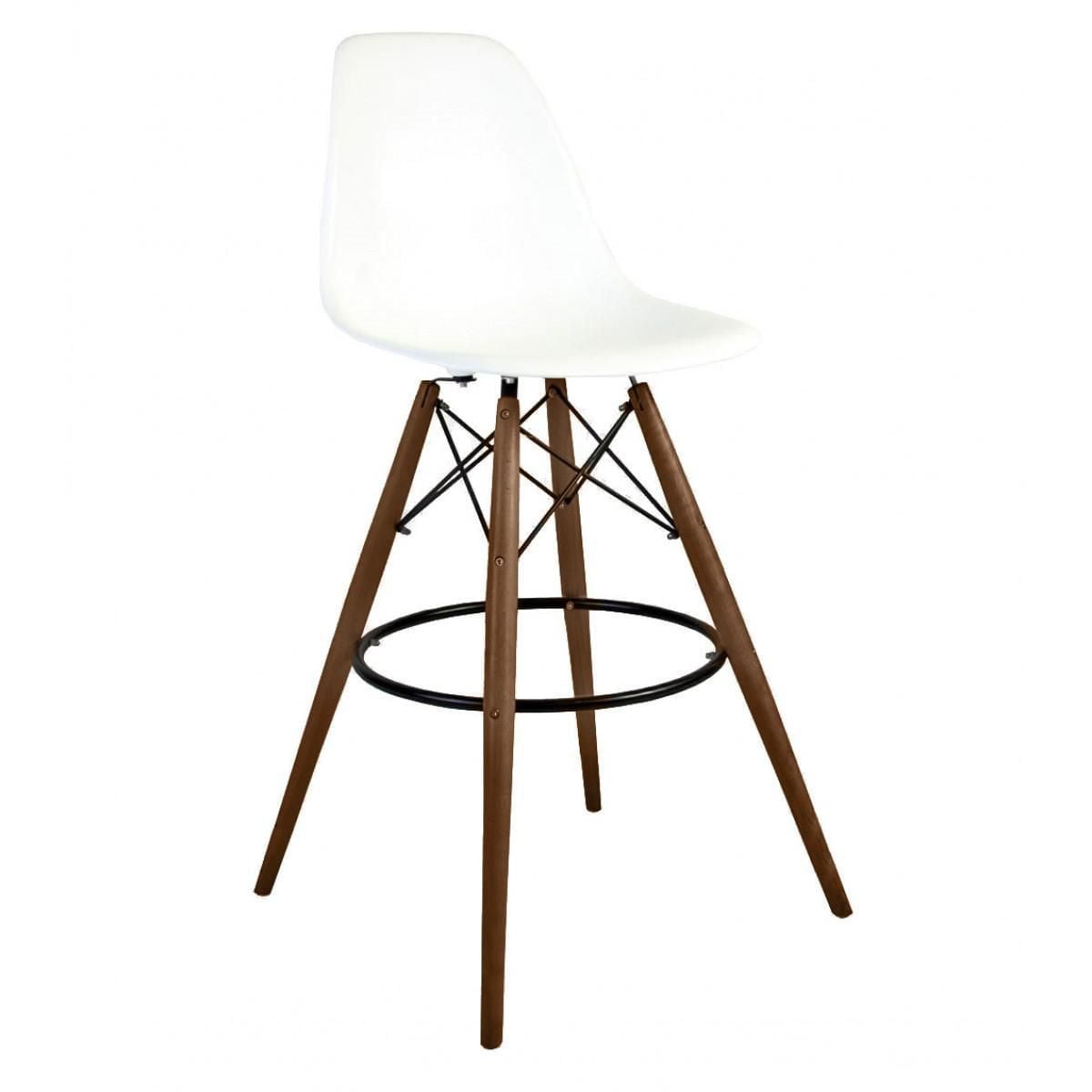 Plata Décor Import Inc - Eames Eiffel Stool Walnut 26" in White