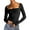 Black, variant on Women's Summer Slim Cropped Tops Solid Color Long Sleeve Square-Neck Basic T-Shirt Streetwear