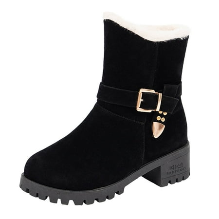 

adviicd Snow Boots for Women Western Boots for Women Buckle Women s Fashion Cotton Warm Plus Boots Snow Velvet Wide Winter Boots for Women
