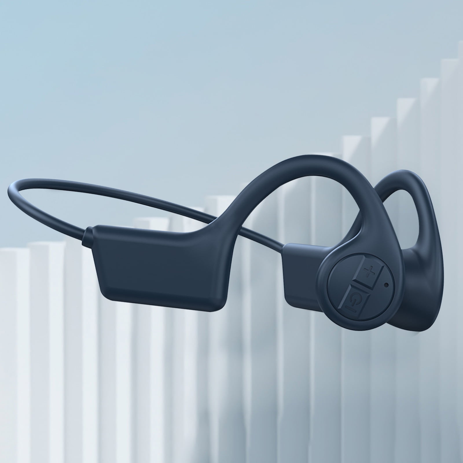 True Wireless Bone Conduction Earphones, OWS Open Ear Headphones with Earhooks, Bluetooth 5.3, Up to 60H Playtime with Case, IP68, AAC/SBC, for Cycling Yoga Workouts - Blue