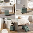 thumbnail image 4 of Hearth & Harbor Ottoman Storage Bench, Faux Leather 15" Foot Stool Ottoman With Storage, Green, 4 of 8