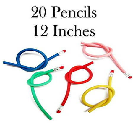 Crayon magique multicolore avec gomme, 12 pouces de long, 20 pièces. Souple  et flexible pour les enfants - Excellent cadeau de fête ! Cadeau pour  étudiants ou enfants ! Par Mega Papeteries