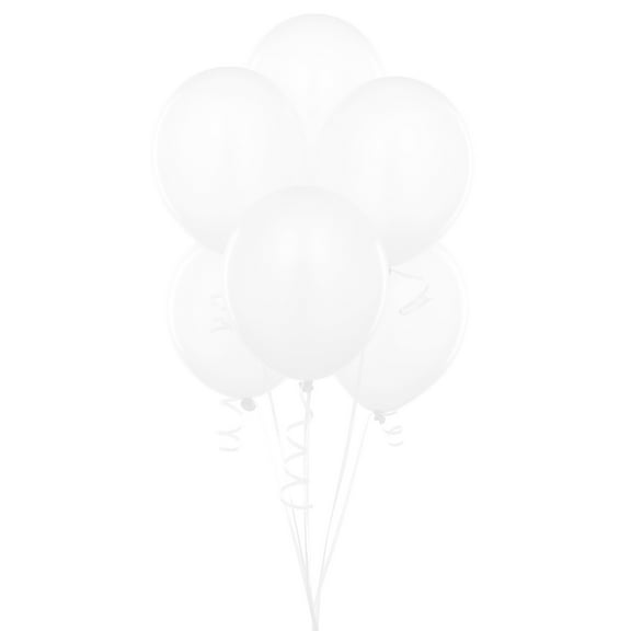 72 Latex Balloons 12" with Clips and Curling Ribbon - White