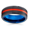 thumbnail image 2 of Orange Tungsten Wedding Band Men & Women Blue Tungsten Wedding Ring Anniversary Band Orange Wedding Ring Comfort Fit Ring, 2 of 2