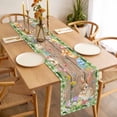 thumbnail image 3 of Happy Easter Bunny Table Runner - 108 Inch Long, Kitchen Dining Table Runner Dresser Scarves, Spring Floral Wooden Sage Green Plaid Farmhouse Decor for Coffee Tables Wedding Party Banquet, 3 of 8