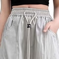 thumbnail image 5 of Girl's Cargo Pants Loose Baggy Jeans Drawstring Elastic Waist Streetwear Y2K Barrel Pants with Pockets (5-15 Years Old) Beige 12-13Years, 5 of 5