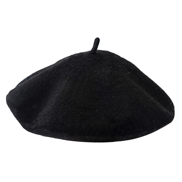 Vintage Wool Black French Beret Vintage Black Pebeo Beret Pure Wool Made in France Size 10  main image 3
