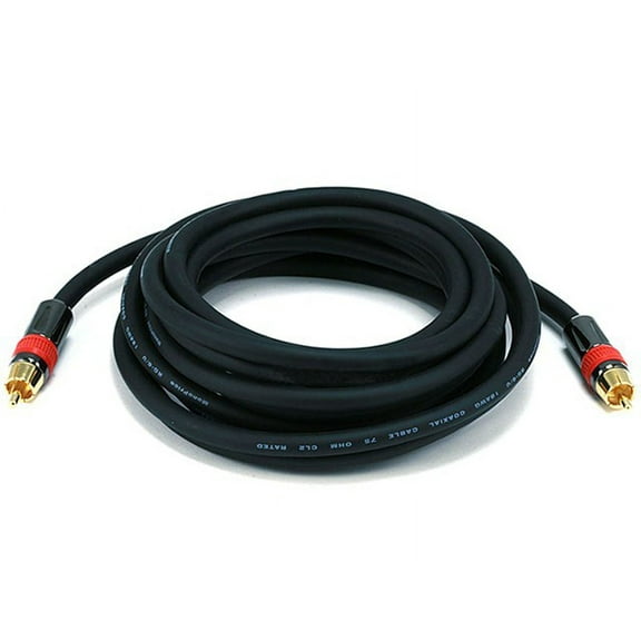 Monoprice Digital Coaxial Audio Cable - 12 Feet - Black | High Quality RG6 RCA CL2 Rated, Gold plated
