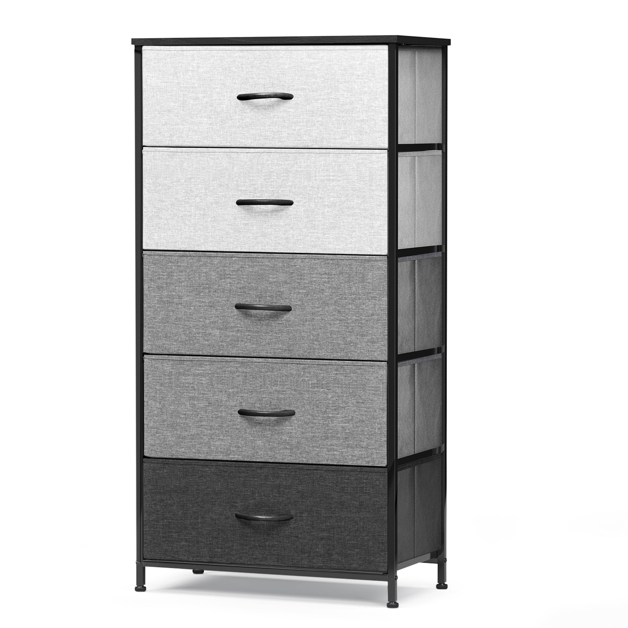 Pellebant Gray & Black 5 Drawers Vertical Dresser Storage Tower