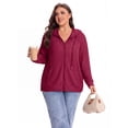 thumbnail image 5 of Cueply Plus Size Zip Up Hoodie for Women Lightweight Ribbed Knit Jacket Long Sleeve Sweatshirt with Pockets Casual Fall Winter Outerwear, 5 of 8