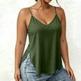 thumbnail image 6 of ClodeEU Women's V Neck Flowy Cami Top, Loose Fit Spaghetti Strap Tank Army Green,Women's Plus L, 6 of 8
