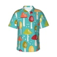 thumbnail image 3 of Camisa hawaiana divertida para hombre, con estampado de hojas de ginkgo y hongos, de manga corta, con botones, para playa, ropa informal de calle para niños y mujeres, 3 of 5