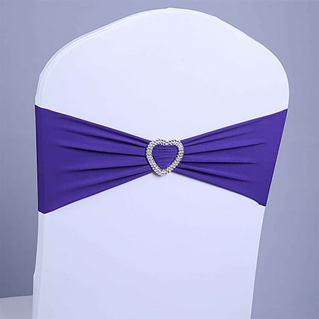 

Chair Sashes With Heart Buckles Decorative Stretch Chair Sashes Bows For Folding Chairs Bulk No-tie Chair Sashes For Wedding Banquet Decorations-Dark Purple-13x35cm25pcs