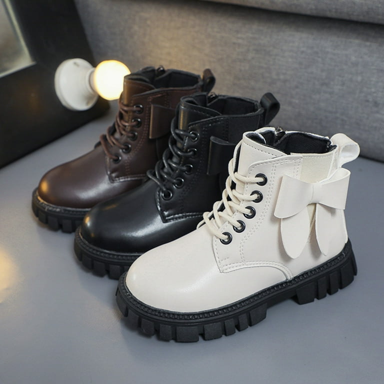 TOWED22 Kids Boots Boys Girls Ankle Boots Side Zipper Combat Boots