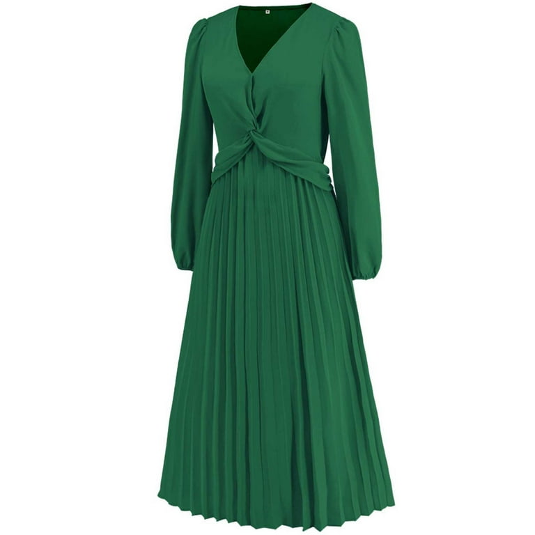 Hvot&aat Women's Elegant Pleated Midi Dress for Wedding Guests 2025 Fall Long Sleeve V Neck Evening Party Cocktail Dresses - Walmart.com Hvot&aat Women's Elegant Pleated Midi Dress for Wedding Guests 2025 Fall Long Sleeve V Neck Evening Party Cocktail Dresses - Walmart.com