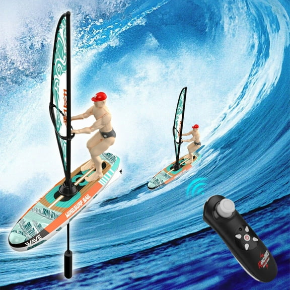 Remote Control Sailboat, High and Low Speed RC Racing Boat with Waterproof LED Lights, for Outdoor Surfing and Family Fun, Easy to Use Toy