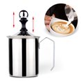 thumbnail image 1 of Espumador de leche manual dvypyn de 400 ml, de acero inoxidable, para café y leche, color plateado, 1 of 8