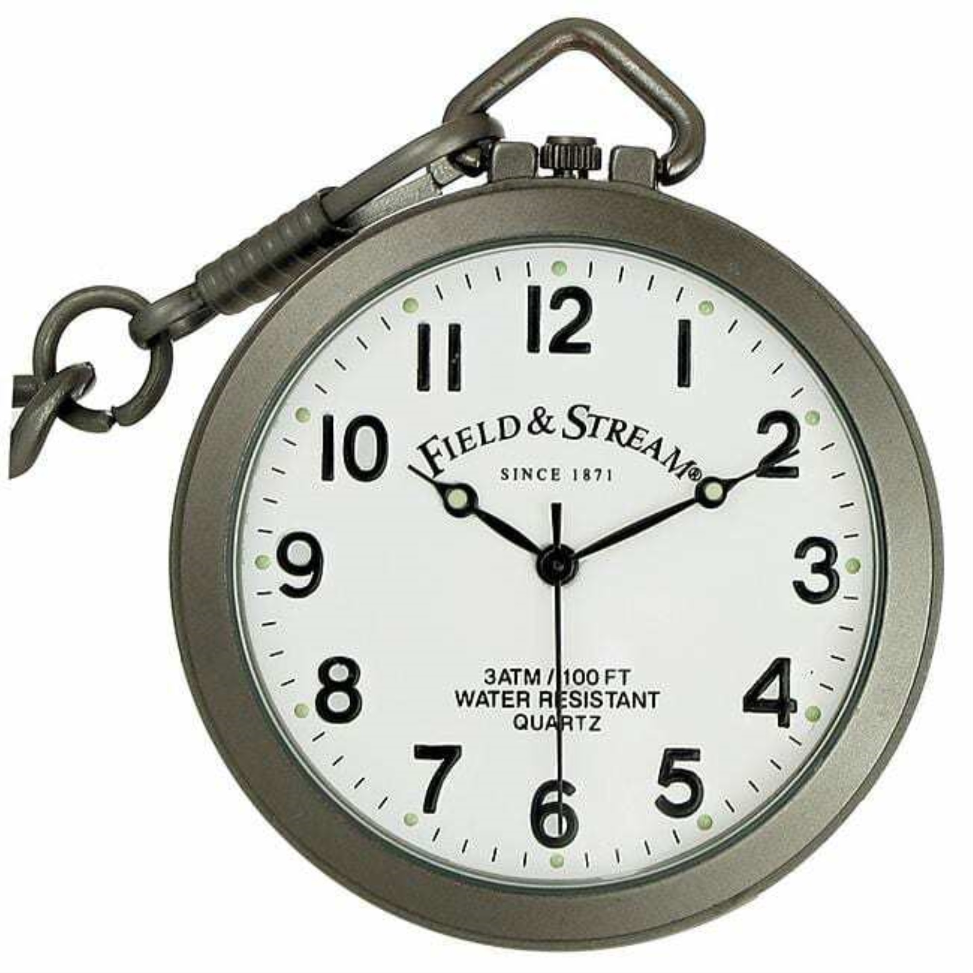 Field & Stream Men's Stainless Steel White Dial 100M Pocket Watch