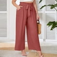 thumbnail image 2 of Mlzmgr Wide Leg Pants for Women Wide Leg Drawstring Elastic Waist Pants Loose Comfy Casual Trousers, 2 of 6