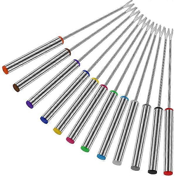 12pcs Fondue Forks, 9.5 inch Stainless Steel Fondue Sticks with Heat Resistant Handle for Cheese Chocolate
