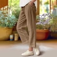 thumbnail image 2 of ZVAVZ Girls Cotton Linen Pants Elastic Waisted Straight Leg Lounge Pants Kids Casual Slacks Summer Trousers with Pockets Beige,6 Years, 2 of 7
