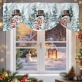 thumbnail image 6 of Christmas Red Snowman Tie Up Valances Curtain, Winter Snow Scene Pine Tree Forest Bird Adjustable Rod Pocket Short Window Treatment Tie Up Curtains Valances for Kitchen Living Room Bathroom 42x18 In, 6 of 9