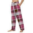 thumbnail image 5 of Men's Home Soft Pajama Pants, Plaid Print Drawstring Pocket Casual Lounge Pants for Fall, Winter and Home Comfort,Pink,XL, 5 of 8