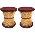 thumbnail image 1 of Natural Geo Moray Accent Stool (Set of 2) - Handwoven Brown, 1 of 4