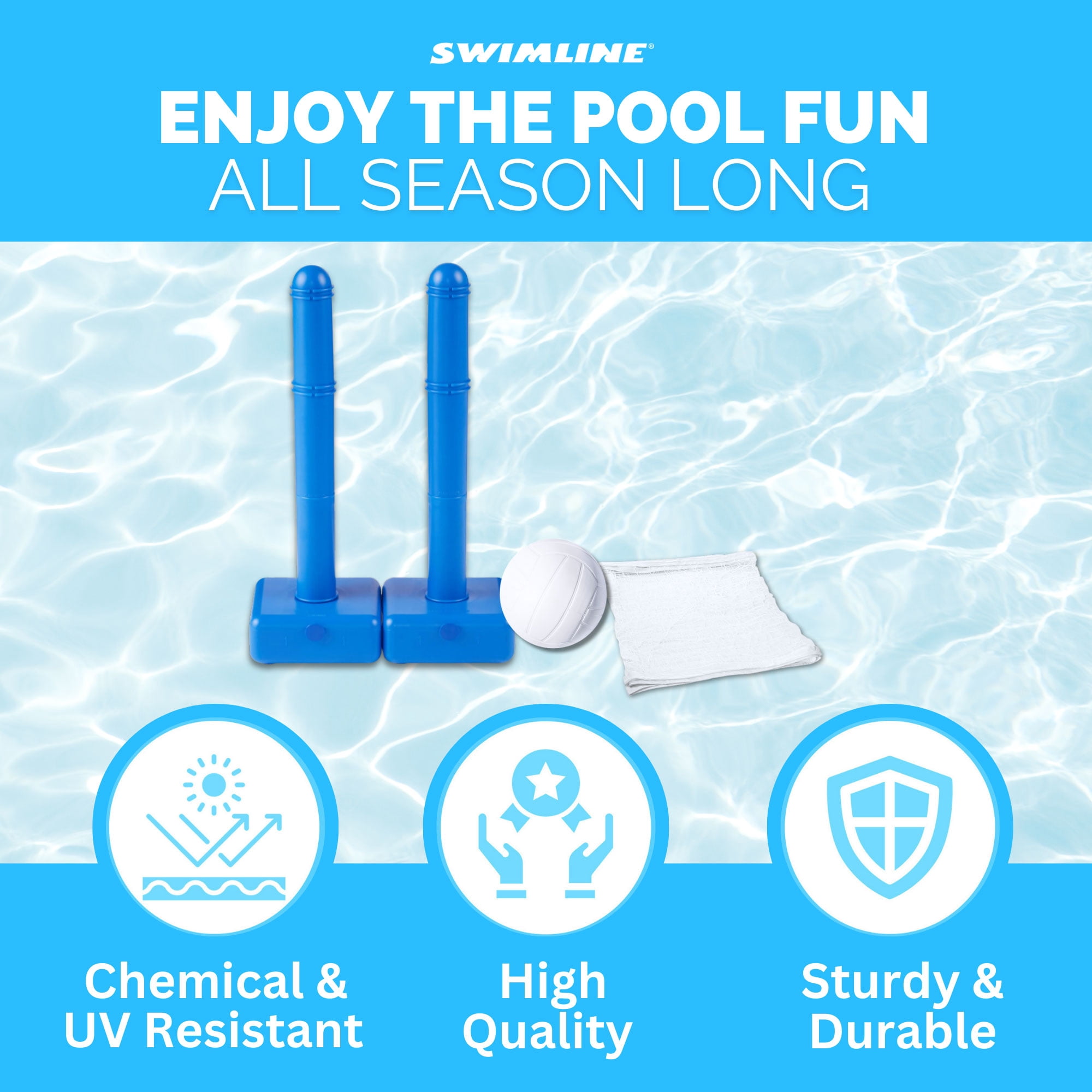Swimline Cross Inground Swimming Pool Fun Volleyball Net Game Water Set