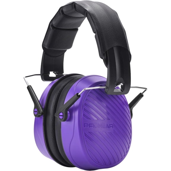 PROHEAR 038 Ear Protection Safety Earmuffs for Mowing, 28dB Noise Reduction Passive Hearing Protector, Compact Foldable Headset for Shooting Construction Power Tools, Purple