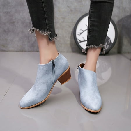 

MIARHB Vintage Boots Short Boots Lace Up Thick Middle Boots Women s Short Boots