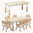 thumbnail image 2 of EastVita Kids Table and Chairs Set of 7, Height Adjustable Desk with 6 Seats,Arts & Crafts Table,Graffiti Desktop, Non-Slip Legs, Children Multi-Activity Table, 2 of 7