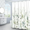 thumbnail image 2 of Sage Green Eucalyptus Shower Curtain, Watercolor Plant Leaf Shower Curtain Set, Botanical Shower Curtains for Bathroom, Waterproof Fabric with 12 Hooks, 72 x 72 Inches, 2 of 6