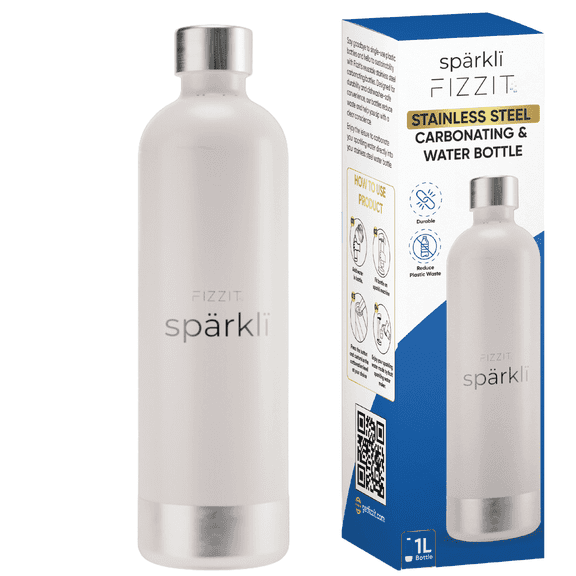 Stainless Steel Carbonation Bottle and Water Bottle | Compatible With Philips Carbonation Soda Maker and Aarke Soda Makers, Dishwasher Safe (SSB-W)