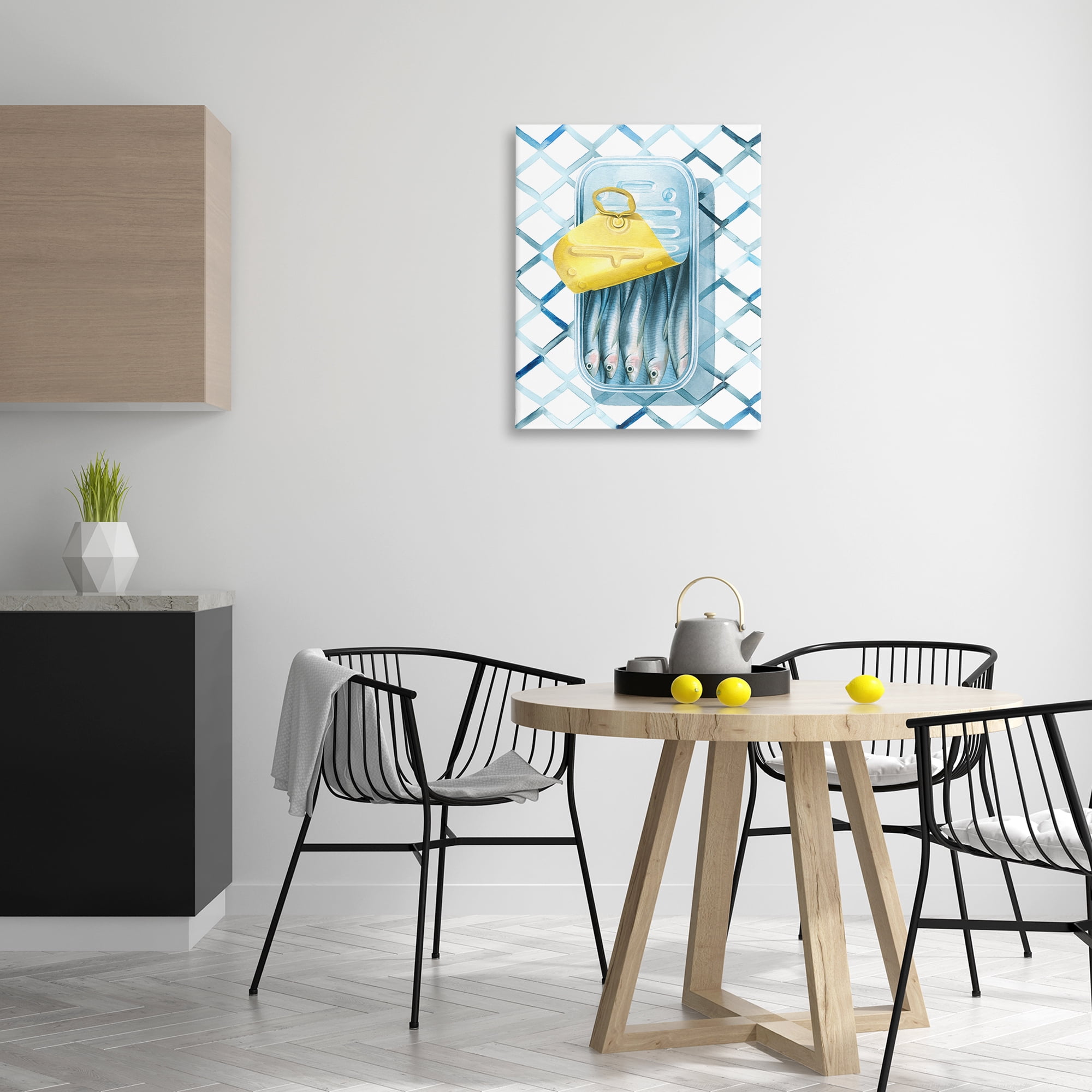 Stupell Industries Geometric Sardines Can Food & Beverage Painting Gallery Wrapped Canvas Art Print Wall Art, 24 x 30