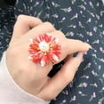 thumbnail image 3 of Cute Shell Pearl Flower Statement Ring for Women Gold Plated Dainty Petal Leaf Floral Wedding Promise Expandable Adjustable Open Wrap Finger Rings Comfort Fit Holiday Jewelry, 3 of 6