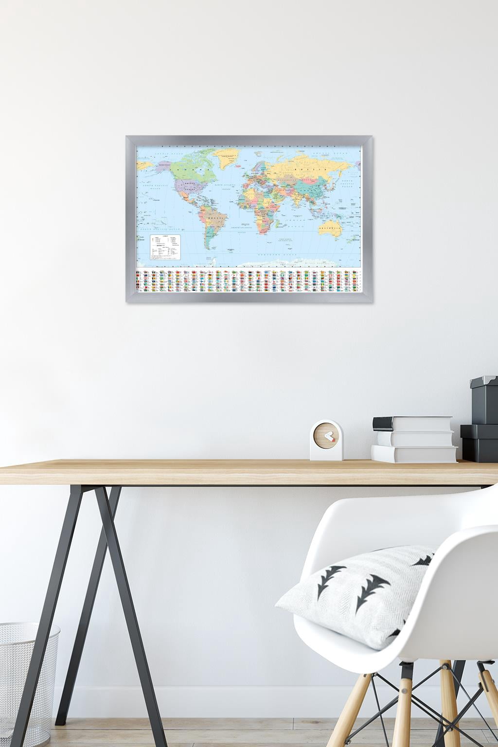 World Map 2023 Wall Poster, 14.725" x 22.375" Framed