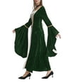 thumbnail image 4 of IROINNID Reduced Long Sleeve Dress for Women Full-Length Empire Dress Vintage Hooded Dress Tie Flared Sleeves Skirt,Green, 4 of 7