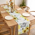 thumbnail image 3 of Sunflower Floral Table Runner 90 Inches Long Farmhouse Dress Scarves, Farmhouse Pastoral Daisy Bees Grey Plaid Dining Tablerunner for Coffee Table/Kitchen Island/Party Décor, 13" x 90", 3 of 8
