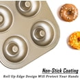thumbnail image 3 of Sartén para donas, mini sartenes para donas antiadherentes de 6 cavidades, sartenes para hornear moldes para donas de acero al carbono, hojas para hornear para horno seguro y saludable (1 unidad) Adepaton LT65-1, 3 of 7