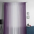 thumbnail image 5 of Dark Purple Ombre Semi Sheer Curtains Drapes for Living Room,Bedroom,French Doors Window 54 Inches Long,Purple White Gradient Modern Abstract Art Rod Pocket Chiffon Curtain Drapery Voile Drape Panel, 5 of 6
