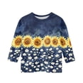 thumbnail image 3 of Abcomgle Girls Tee Shirts 10-12 Crewneck Vintage Daisy Flower Print Tshirts Toddler 3/4 Sleeve Toddler T-Shirt Summer Trendy Cotton Toddler Tops Girls, 3 of 5