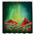 thumbnail image 3 of Ambesonne Mushroom Shower Curtain, Woods on Dark Green Back, 69"Wx84"L, Multicolor, 3 of 3