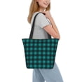 thumbnail image 2 of Disketp Teal On Black Plaid for Women’s Casual Shoulder Tote Bag Cross-body Handbags for Shopping, Travel and Daily Use, 2 of 6