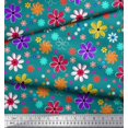 thumbnail image 2 of Soimoi Green Cotton Cambric Fabric Flower Artistic Printed Craft Fabric by the Yard 42 Inch Wide, 2 of 3