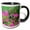 Black/White, variant on 3drose, Ruby Throated Hummingbird Male in Flight Feeding, Hill Country, Texas, 15oz Mug