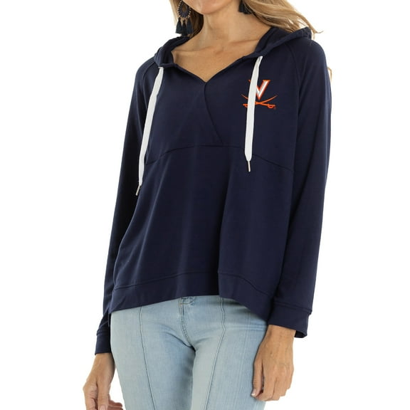 Women's Navy Virginia Cavaliers Christine Cross Front Tri-Blend Pullover Hoodie