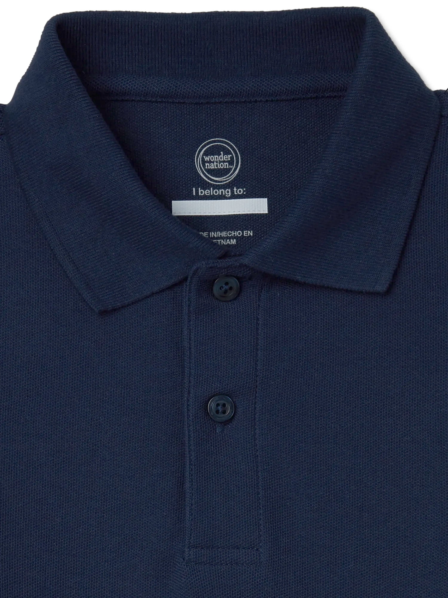 Wonder Nation Boys School Uniform Long Sleeve Pique Polo Shirt, 2-Pack, Sizes 4-18 & Husky