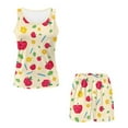 thumbnail image 4 of TSOVTHRID Red Apple Leaves Flower Pencil Print Pajama Set for Women Cute Sleeveless Print Sleepwear Tank Top and Shorts Pj Set Soft Womens Nightwear Pjs Sets, Size M, 4 of 7